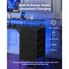 VEVOR 47" Computer Desk with LED Lights & Power Outlets, Gaming Table with 4 Large Drawers, Office Desk with Monitor Stand, Study Work Home Office, Small Spaces, Black