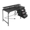 VEVOR 47" Computer Desk with LED Lights & Power Outlets, Gaming Table with 4 Large Drawers, Office Desk with Monitor Stand, Study Work Home Office, Small Spaces, Black