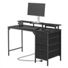 VEVOR 47" Computer Desk with LED Lights & Power Outlets, Gaming Table with 4 Large Drawers, Office Desk with Monitor Stand, Study Work Home Office, Small Spaces, Black