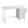 VEVOR Computer Desk with Fabric Drawers, 47 Inch Reversible Study Work Writing Desk for Modern Home Office Bedroom, Simple Modern Cute PC Table Metal Frame Business Furniture, White