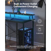 VEVOR 47" Gaming Desk with LED Lights & Power Outlets, Computer Desk with Monitor Stand & 2-Tier Storage Sheves,  Study Work for Home Office, Black
