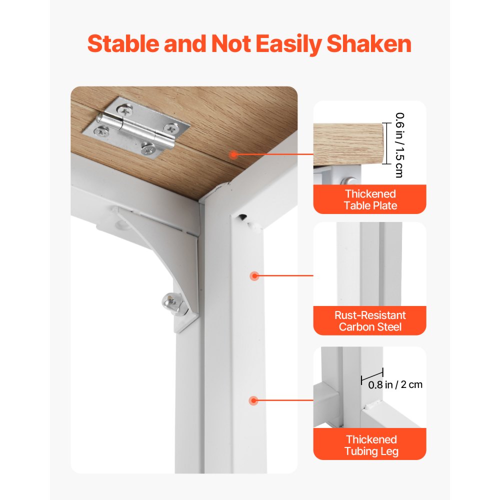 VEVOR Folding Desk, 31.5" Foldable Table for Small Spaces with Storage Hooks, Space Saving Computer Table, Writing Workstation for Home Office, Easy Assembly, Oak