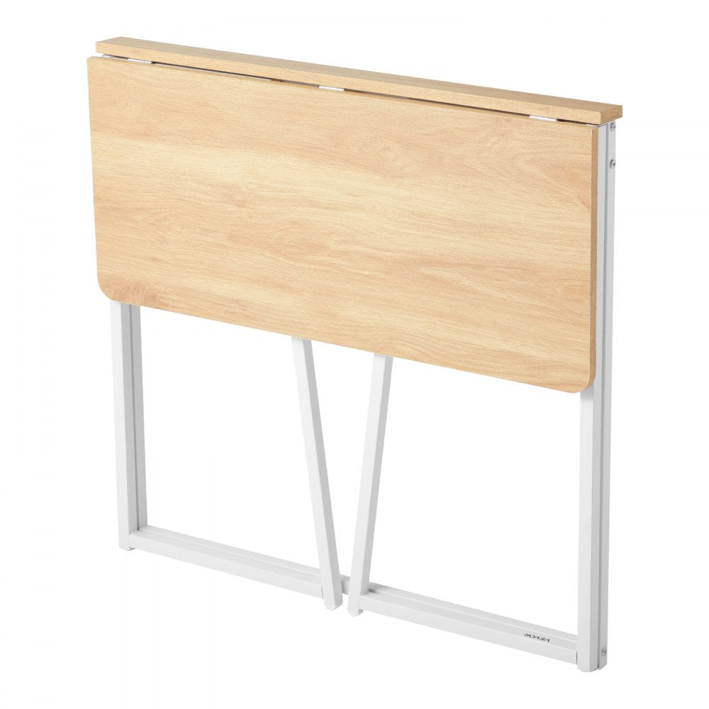 VEVOR Folding Desk, 31.5" Foldable Table for Small Spaces with Storage Hooks, Space Saving Computer Table, Writing Workstation for Home Office, Easy Assembly, Oak