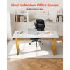 VEVOR Executive Desk, 63" W x 31.5" D Large Office Desk, Modern Computer Table Conference Meeting Room Table, Business Furniture Enlarged Desktop for Home Office, White and Gold