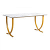 VEVOR Executive Desk, 63" W x 31.5" D Large Office Desk, Modern Computer Table Conference Meeting Room Table, Business Furniture Enlarged Desktop for Home Office, White and Gold