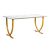 VEVOR Executive Desk, 63" W x 31.5" D Large Office Desk, Modern Computer Table Conference Meeting Room Table, Business Furniture Enlarged Desktop for Home Office, White and Gold