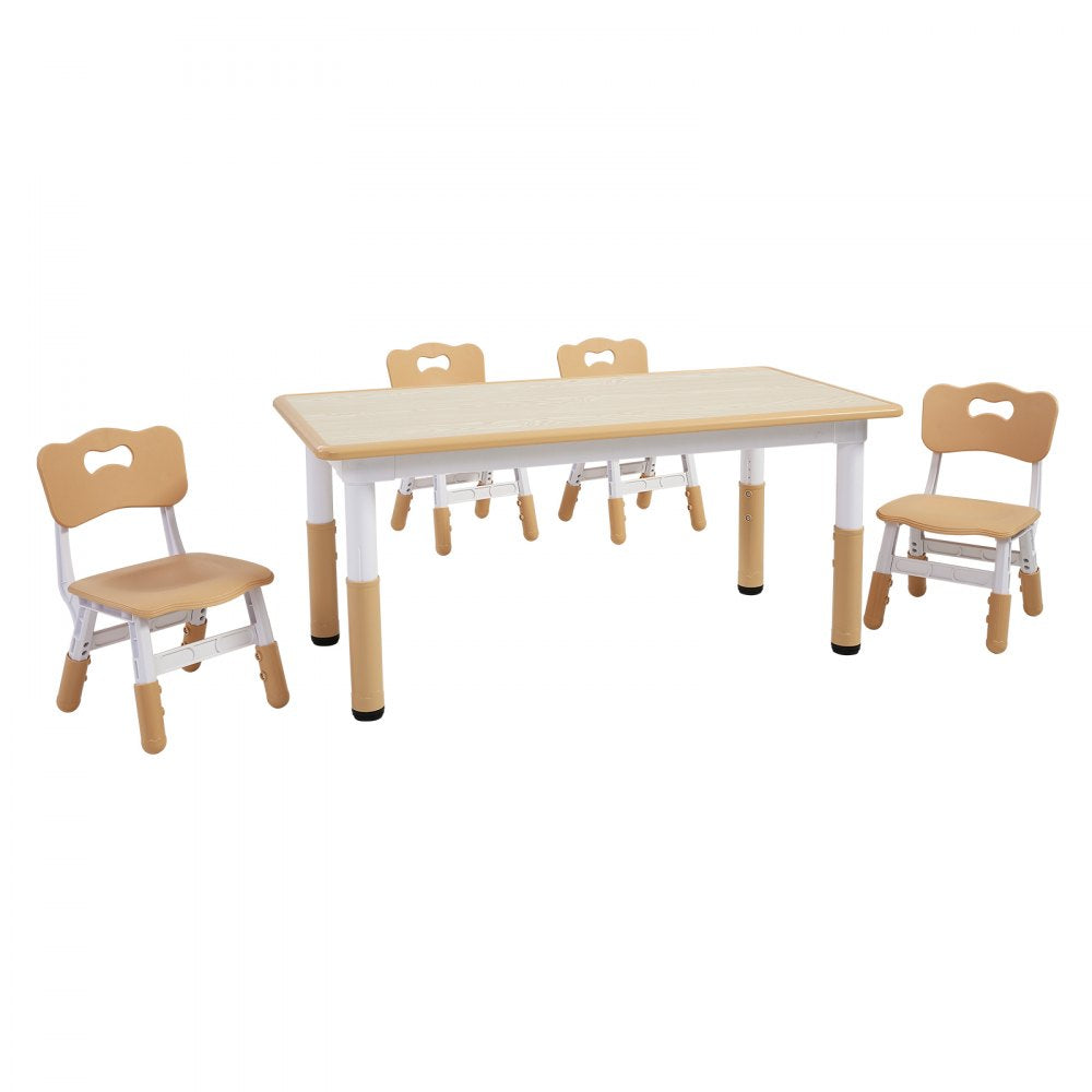 VEVOR Kids Table and 4 Chairs Set, Height Adjustable Toddler Table and Chair Set, Graffiti Desktop, Children Multi-Activity Table for Art, Craft, Reading, Learning