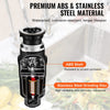 VEVOR Garbage Disposal, 1/2HP 3450RPM Continuous Feed Food Waste Disposer, EZ Connect Food Waste Grinding System with Power Cord & Splash Guard for Kitchen Sinks