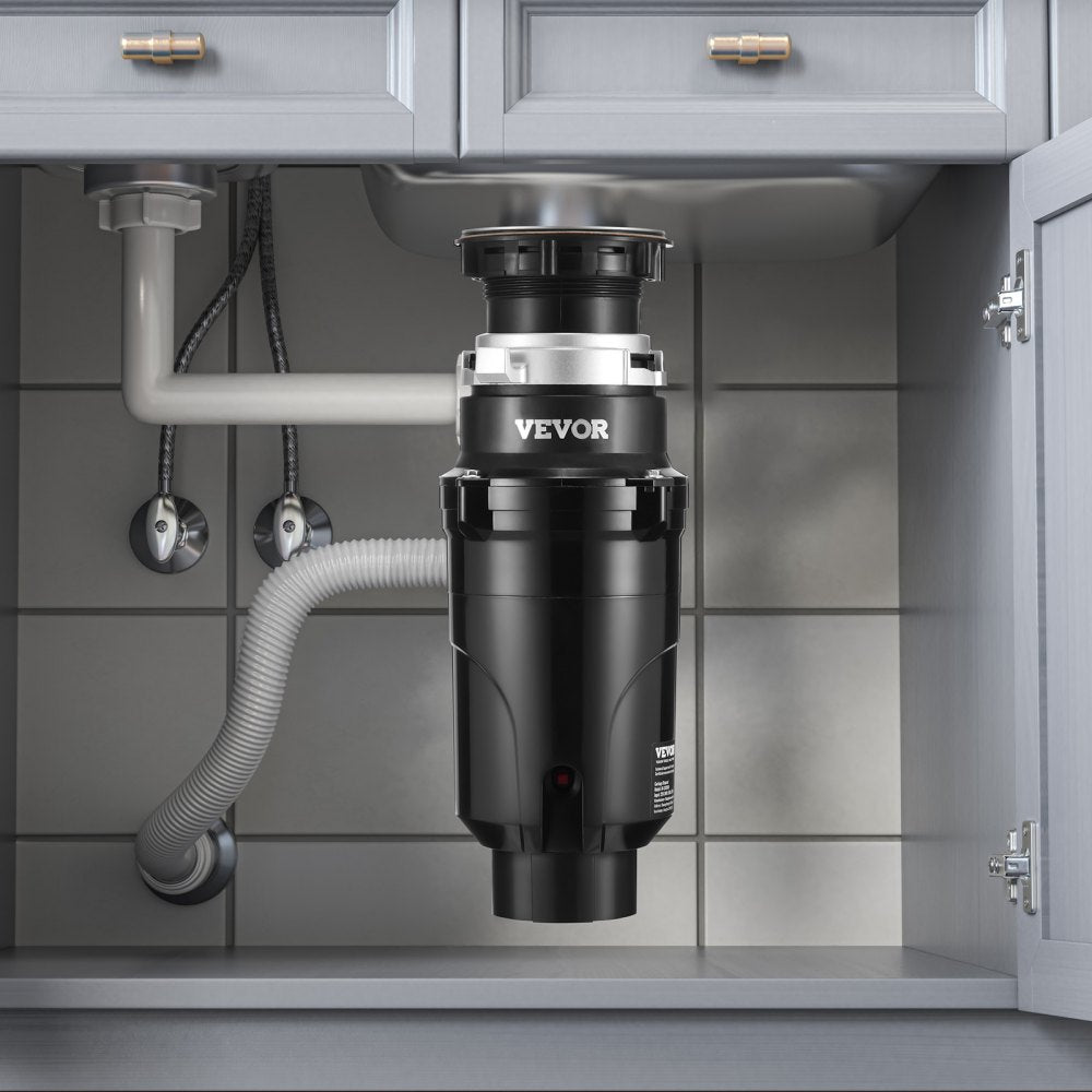 VEVOR Garbage Disposal, 1/2HP 3450RPM Continuous Feed Food Waste Disposer, EZ Connect Food Waste Grinding System with Power Cord & Splash Guard for Kitchen Sinks