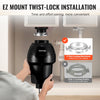 VEVOR Garbage Disposal, 1HP 3270RPM Continuous Feed Food Waste Disposer, EZ Connect Food Waste Grinding System with Sound Reduction, Power Cord & Splash Guard for Kitchen Sinks