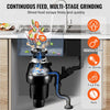 VEVOR Garbage Disposal, 3/4HP 3250RPM Continuous Feed Food Waste Disposer, EZ Connect Food Waste Grinding System with Sound Reduction, Power Cord & Splash Guard for Kitchen Sinks