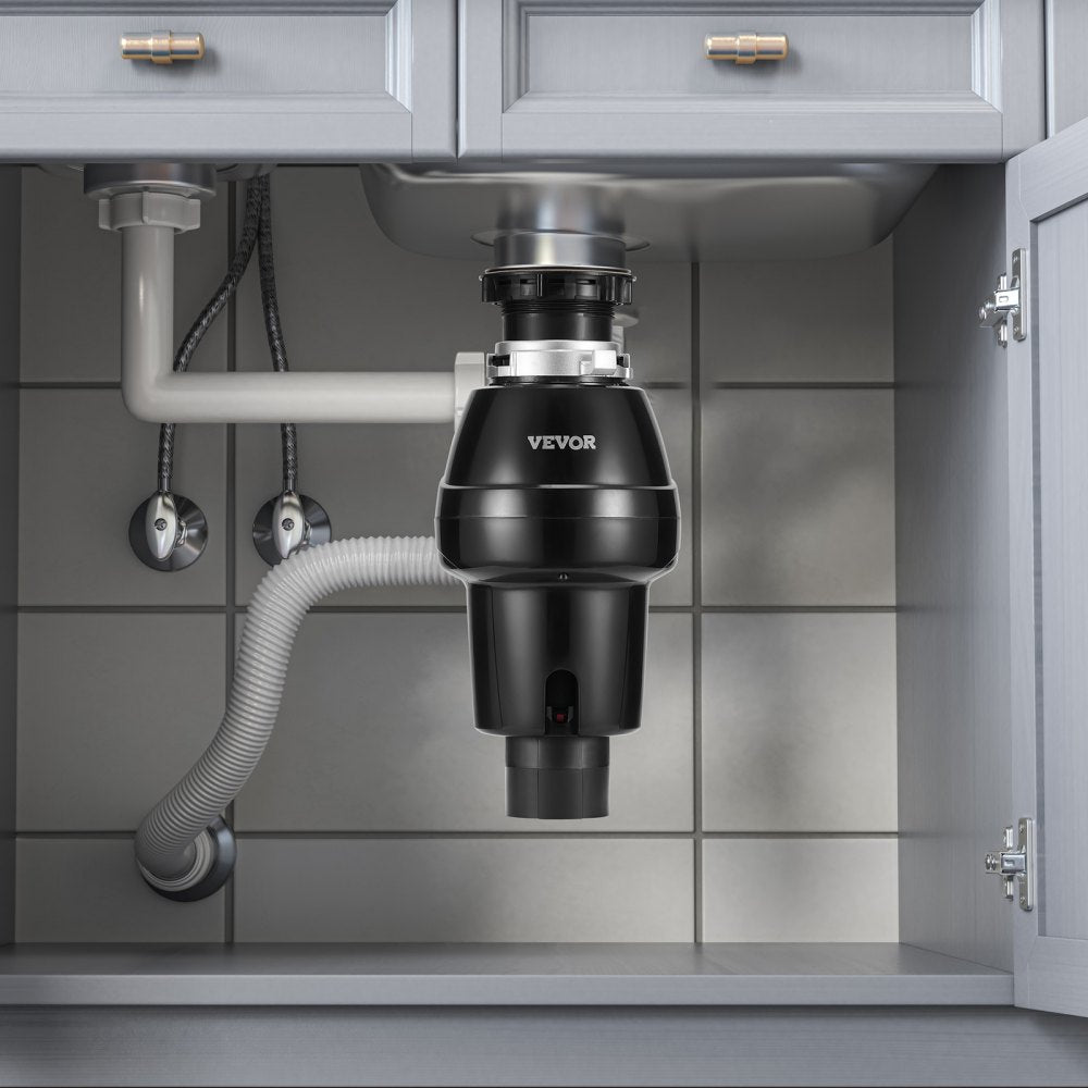 VEVOR Garbage Disposal, 3/4HP 3250RPM Continuous Feed Food Waste Disposer, EZ Connect Food Waste Grinding System with Sound Reduction, Power Cord & Splash Guard for Kitchen Sinks