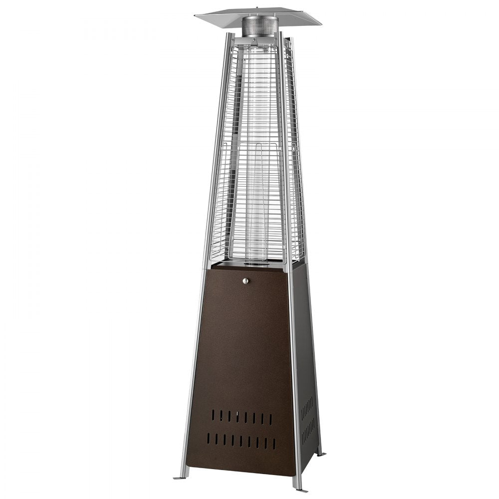 VEVOR 48000BTU Propane Patio Heater for Outdoor Use Portable with Wheels, for Party, Backyard, Home Garden, and Deck, Tip-Over Auto Shutoff, Stainless Steel Burner, Heats Up to 269 sq. ft., Bronze