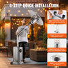 VEVOR Patio Heater for Outdoor Use, 50000BTU Propane Heater Tall Hammered With Round Table Design, Metal Burner and Wheels, Fixed Outdoor Patio Flame Heater for Patio, Party, Backyard, Garden, Silver