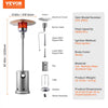 VEVOR Patio Heater for Outdoor Use, 50000BTU Propane Heater Tall Hammered With Round Table Design, Metal Burner and Wheels, Fixed Outdoor Patio Flame Heater for Patio, Party, Backyard, Garden, Silver
