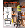 VEVOR 3-Step Rolling Warehouse Ladder, Industrial Alloy Steel Mobile Step Stair with Handrails, Non-Slip Perforated Steps & Locking Wheels, 450LBS Heavy Duty Platform Ladder for Garage Library