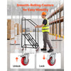 VEVOR 3-Step Rolling Warehouse Ladder, Industrial Alloy Steel Mobile Step Stair with Handrails, Non-Slip Perforated Steps & Locking Wheels, 450LBS Heavy Duty Platform Ladder for Garage Library