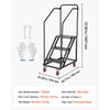 VEVOR 3-Step Rolling Warehouse Ladder, Industrial Alloy Steel Mobile Step Stair with Handrails, Non-Slip Perforated Steps & Locking Wheels, 450LBS Heavy Duty Platform Ladder for Garage Library