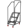 VEVOR 3-Step Rolling Warehouse Ladder, Industrial Alloy Steel Mobile Step Stair with Handrails, Non-Slip Perforated Steps & Locking Wheels, 450LBS Heavy Duty Platform Ladder for Garage Library