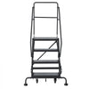 VEVOR 4-Step Rolling Warehouse Ladder, Industrial Alloy Steel Mobile Step Stair, with Handrails, Non-Slip Perforated Steps & Self-Locking Wheels, 450LBS Heavy Duty Platform Ladder for Garage Library