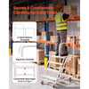 VEVOR 4-Step Rolling Warehouse Ladder, Industrial Alloy Steel Mobile Step Stair, with Handrails, Non-Slip Steps & Locking Wheels, 880LBS Capacity Heavy Duty Platform Ladder for Garage Library Factory