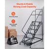 VEVOR 6-Step Rolling Warehouse Ladder, Industrial Alloy Steel Mobile Step Stair, with Handrails, Non-Slip Perforated Steps & Self-Locking Wheels, 450LBS Heavy Duty Platform Ladder for Garage Library