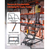 VEVOR 6-Step Rolling Warehouse Ladder, Industrial Alloy Steel Mobile Step Stair, with Handrails, Non-Slip Perforated Steps & Self-Locking Wheels, 450LBS Heavy Duty Platform Ladder for Garage Library