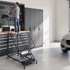 VEVOR 6-Step Rolling Warehouse Ladder, Industrial Alloy Steel Mobile Step Stair, with Handrails, Non-Slip Perforated Steps & Self-Locking Wheels, 450LBS Heavy Duty Platform Ladder for Garage Library