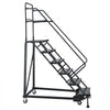 VEVOR 6-Step Rolling Warehouse Ladder, Industrial Alloy Steel Mobile Step Stair, with Handrails, Non-Slip Perforated Steps & Self-Locking Wheels, 450LBS Heavy Duty Platform Ladder for Garage Library