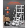 VEVOR 6-Step Rolling Warehouse Ladder, Industrial Alloy Steel Mobile Step Stair, with Handrails, Non-Slip Steps & Locking Wheels, 1100LBS Capacity Heavy Duty Platform Ladder for Garage Library Factory
