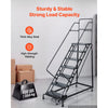 VEVOR 7-Step Rolling Warehouse Ladder, Industrial Alloy Steel Mobile Step Stair, with Handrails, Non-Slip Perforated Steps & Self-Locking Wheels, 450LBS Heavy Duty Platform Ladder for Garage Library