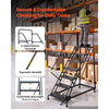VEVOR 7-Step Rolling Warehouse Ladder, Industrial Alloy Steel Mobile Step Stair, with Handrails, Non-Slip Perforated Steps & Self-Locking Wheels, 450LBS Heavy Duty Platform Ladder for Garage Library