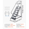 VEVOR 7-Step Rolling Warehouse Ladder, Industrial Alloy Steel Mobile Step Stair, with Handrails, Non-Slip Perforated Steps & Self-Locking Wheels, 450LBS Heavy Duty Platform Ladder for Garage Library