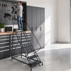 VEVOR 7-Step Rolling Warehouse Ladder, Industrial Alloy Steel Mobile Step Stair, with Handrails, Non-Slip Perforated Steps & Self-Locking Wheels, 450LBS Heavy Duty Platform Ladder for Garage Library