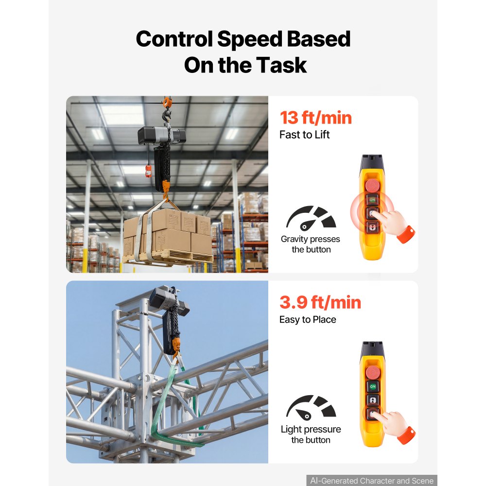 VEVOR 6000 lbs Electric Chain Hoist 30 ft Lift Three-Phase Overhead Crane, Double G100 Chain with 328 ft Wireless & 27 ft Wired Remote Control, 208-240V/440-480V, for Factories, Warehouses, Garages