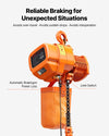 VEVOR electric chain hoist braking and limit switch protection graphic