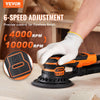 VEVOR Random Orbital Sander 5 & 6-Inch, 350W Brushless Orbital Sander, 10,000 PRM 6 Variable Speed Electric Palm Sander with 20PCS Sandpapers, Dust Connector & Hose for Woodworking Detailing Sanding