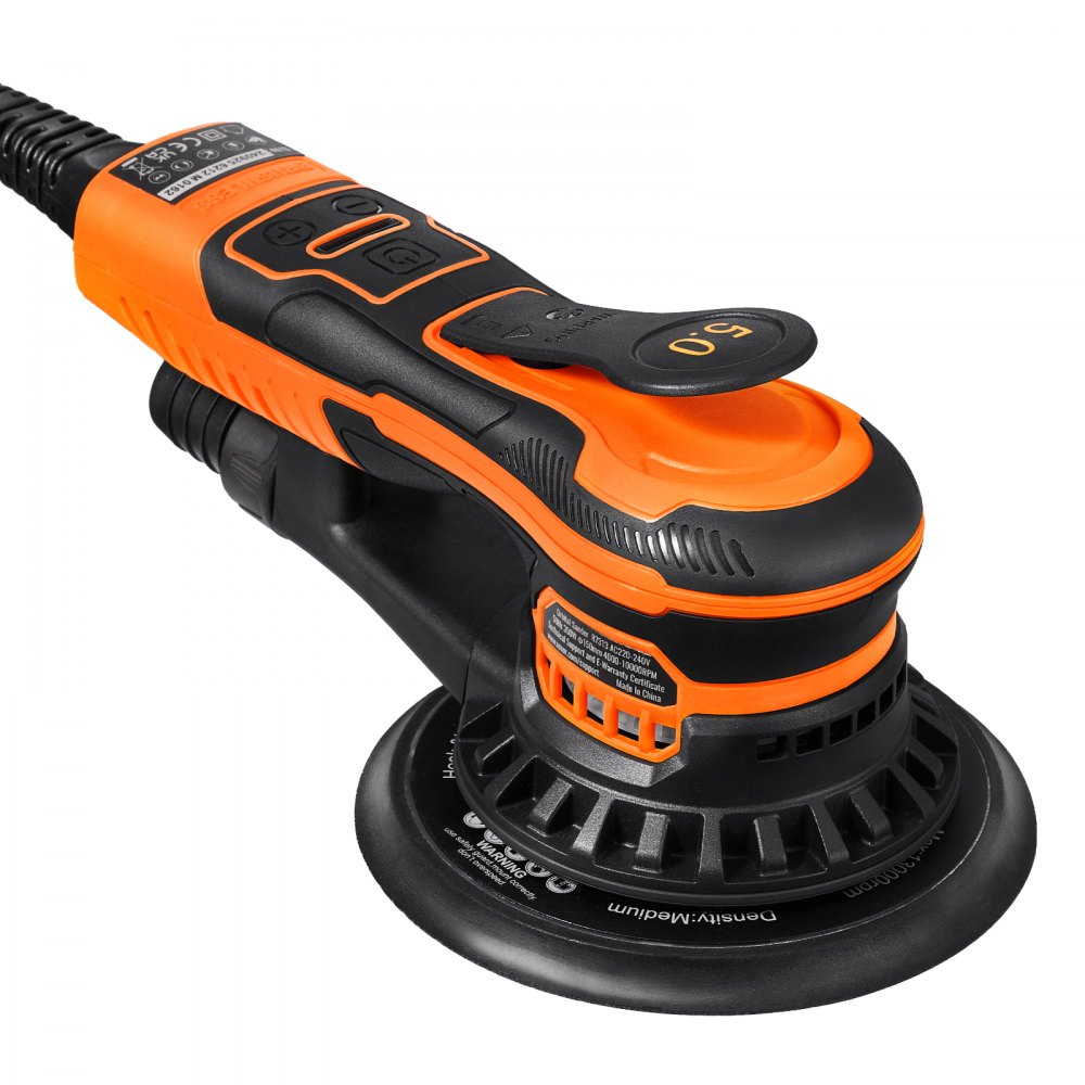 VEVOR Random Orbital Sander 6-Inch, 350W Brushless Orbital Sander, 10,000 PRM 6 Variable Speed Electric Palm Sander with 10PCS Sandpapers, Dust Connector & Hose for Woodworking Detailing Sanding