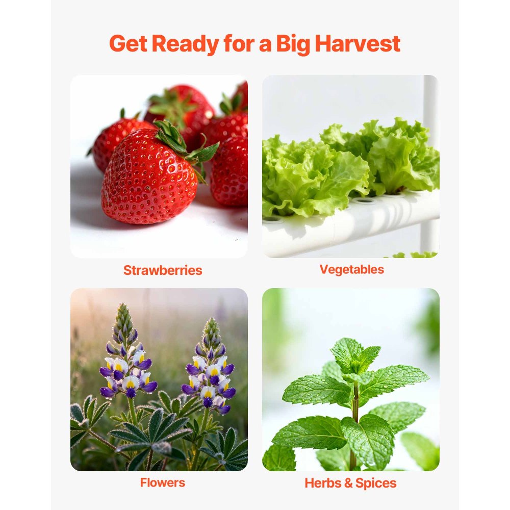 VEVOR Hydroponics Growing System Kit, 1-Tier 36 Sites UPVC Pipe Hydroponic Grow Kit with Timed Irrigation, Sun & Light Blocking Pipes, Indoor Home Garden Vegetable Planting Grow Kits for Fruit Herb