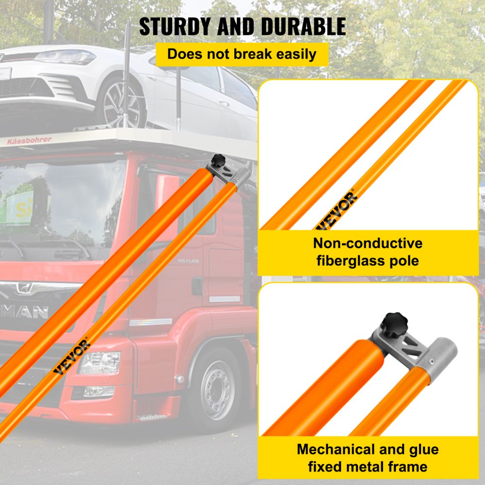 VEVOR Load Height Measuring Stick, 20\' Sturdy Fiberglass Truck Height Stick with Adjustable Pole, Non-conductive Truck Height Measuring Stick with Carrying Bag, Height Stick for Trucks, Car Haulers