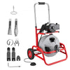 VEVOR Drain Cleaner Machine 75 FT x 1/2 Inch, Sewer Snake Auger on Wheels, Manual Feed Drain Cleaning Machine with Adjustable Drum Angle, 6 Cutters & Air-activated Foot Switch for 2" to 6" Pipes