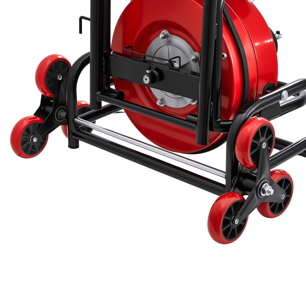 VEVOR Drain Cleaner Machine 75 FT x 1/2 Inch, Auto Feed Sewer Snake Auger, Portable Drain Cleaning Machine with Climbing Wheels, Adjustable Drum, 8 Cutters & Foot Switch for 2" to 6" Pipes