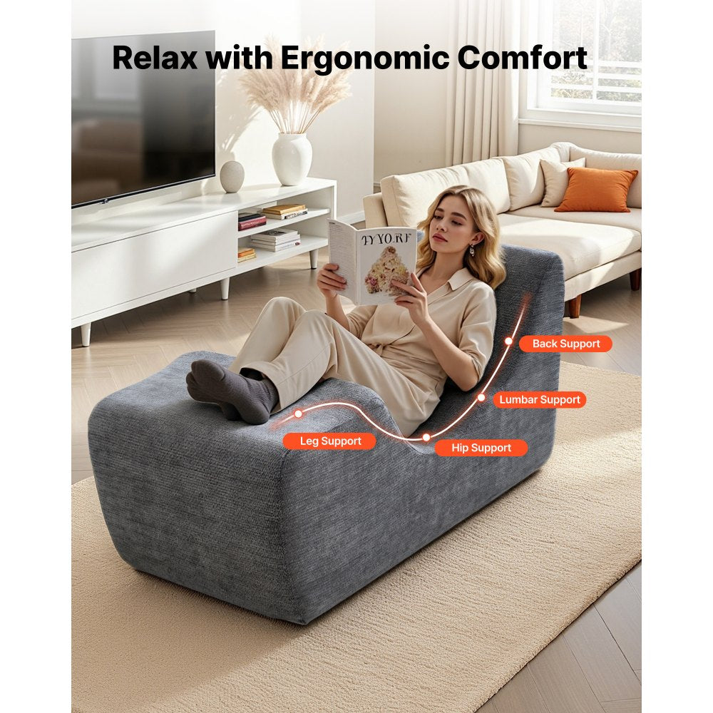 VEVOR Yoga Chair Chaise, Ergonomic Chaise Lounge Chair for Yoga, Modern Boneless Curved Foam Lounge Indoor for Massage, Stretching, Relaxation, Exercise, Used in Living Room, Bedroom, Balcony, Grey