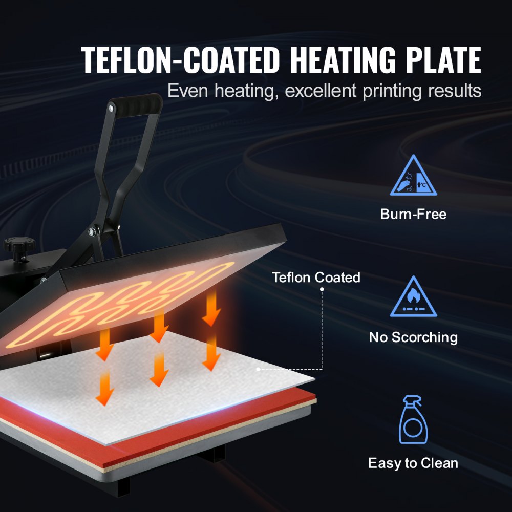 VEVOR Heat Press Machine 16 x 20 Inch High Pressure T-shirt Press Black, for T-Shirts, Fast Heating, Precise Control, Digital Industrial Sublimation Printer for Heat Transfer Vinyl, Easy to Use