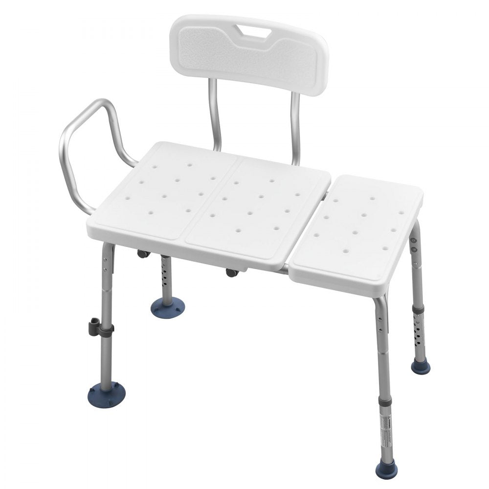 VEVOR Tub Transfer Bench for Bathtub, 400 lbs Capacity Heavy Duty Shower Chair with Arm, Backrest and Curtain Slot, Height Adjustable Shower Bench Bath Seat for Adults, Seniors, Elderly and Disabled