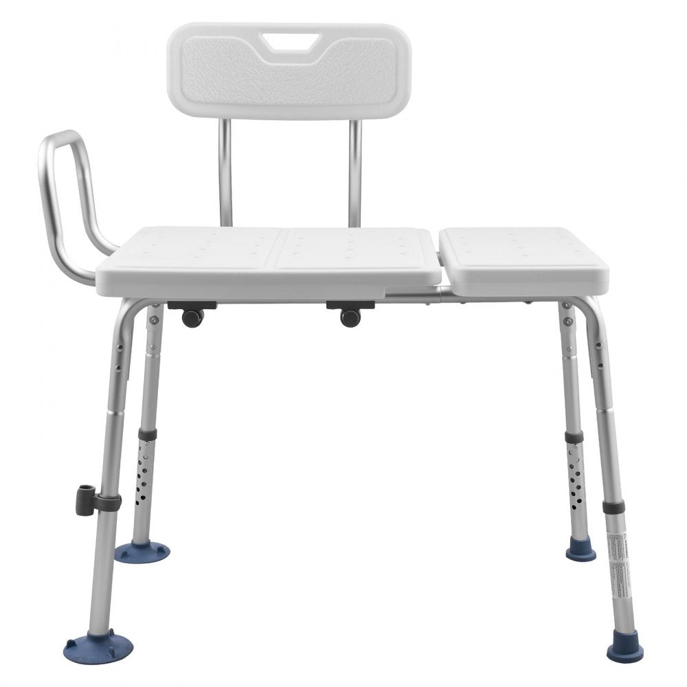 VEVOR Tub Transfer Bench for Bathtub, 400 lbs Capacity Heavy Duty Shower Chair with Arm, Backrest and Curtain Slot, Height Adjustable Shower Bench Bath Seat for Adults, Seniors, Elderly and Disabled