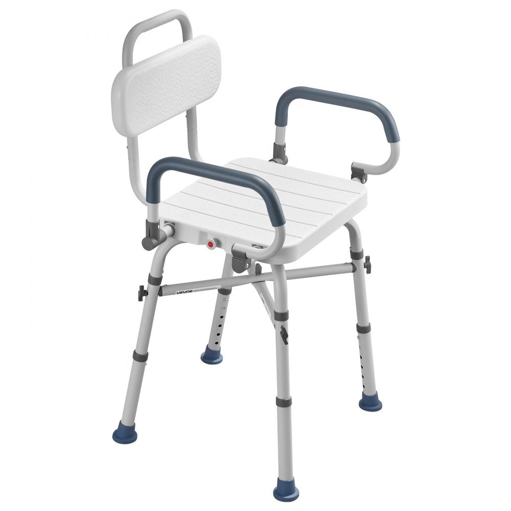 VEVOR Swivel Shower Chair with Arms and Back, 500 lbs Heavy Duty Bench Seat for Inside Shower Stall and Bathtub, Height Adjustable Bathroom Bath Tub Seat for Adults, Seniors, Elderly and Disabled