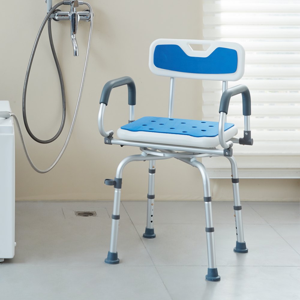 VEVOR Swivel Shower Chair 360 Degree, Adjustable Shower Seat with Pivoting Arms for Inside Showers or Tubs, Non-Slip Rotating Bathtub Shower Chair for Elderly Disabled Injured, 400LBS Capacity
