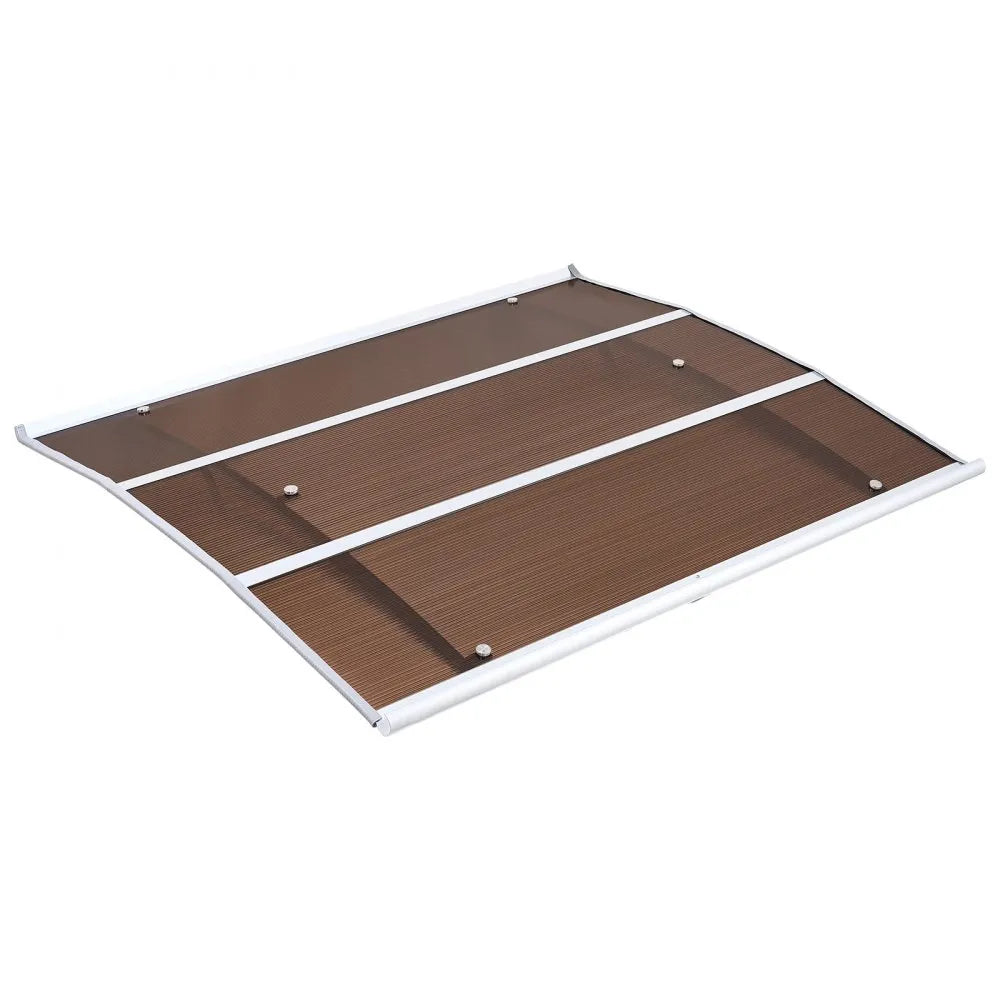 VEVOR Awnings for Door Entrance, 37 x 47 in, Exterior Front Door Window Awnings with Drainage & ABS Bracket, Rain Snow Sun Protection, Overhang Polycarbonate Door Canopy for Porch Patio, Brown