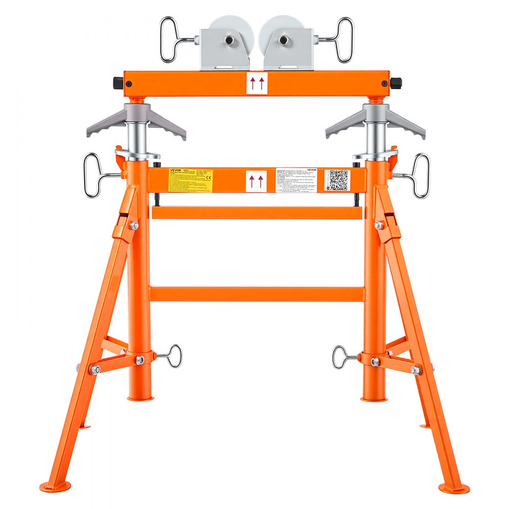 VEVOR Pipe Stand with Roller Head, Heavy Duty 2500LBS Capacity, Fits 2"-36" Pipes, 34"-52" Adjustable Height, Dual-Roller Pipe Stand, Rugged Carbon Steel Support for Welding, Fabrication & Woodworking